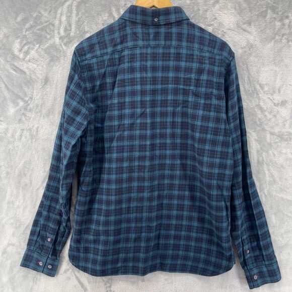 French Connection Flannel Shirt Mens XL Blue Plaid 100% Cotton Button Down - Picture 6 of 14